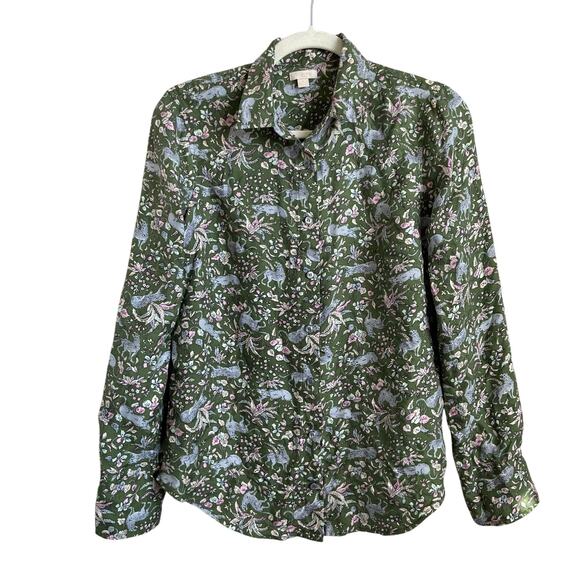 J Crew Collection Jungle Cat Silk Shirt Size 4 - Picture 1 of 5